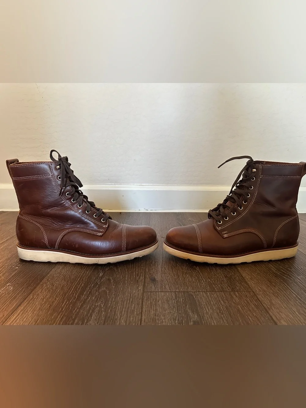 Huckberry  limited edition helm Hunter boots - Men's Brown Leather Lace-Up Boots